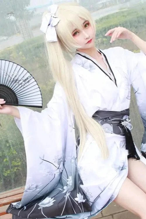 Kimono Long Blanc pour Femme