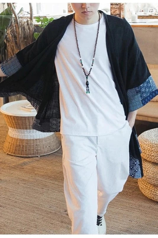 Kimono Long Noir Homme Japonais