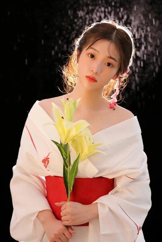 Kimono Japonais Blanc pour Femme