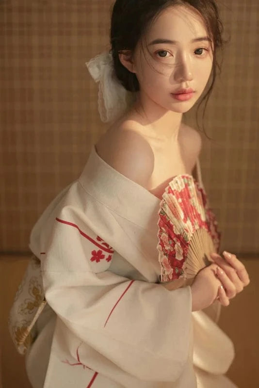 Kimono Japonais Blanc pour Femme