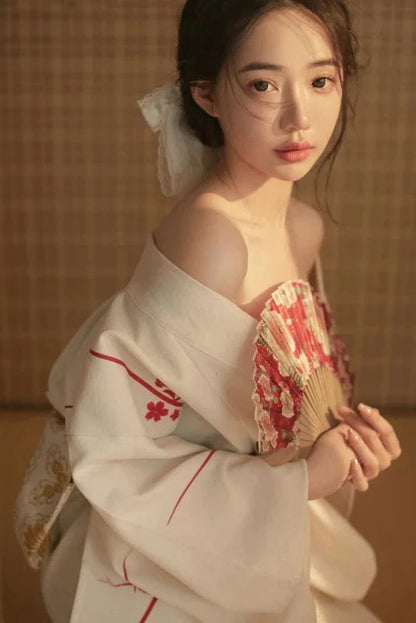 Kimono Japonais Blanc pour Femme