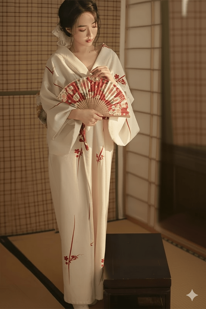 Kimono Japonais Blanc pour Femme