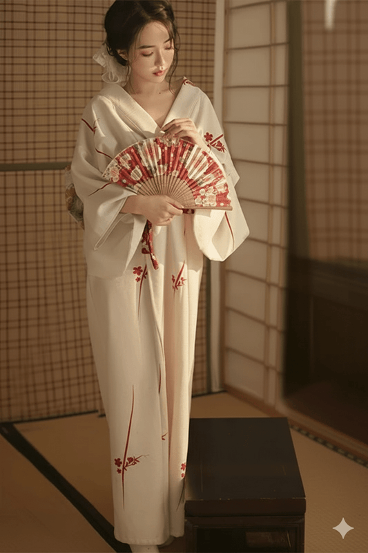 Kimono Japonais Blanc pour Femme