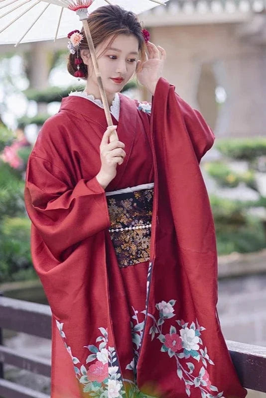 Kimono Japonais pour Femme Rouge
