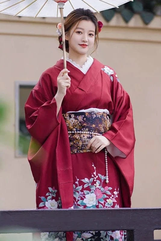 Kimono Japonais pour Femme Rouge