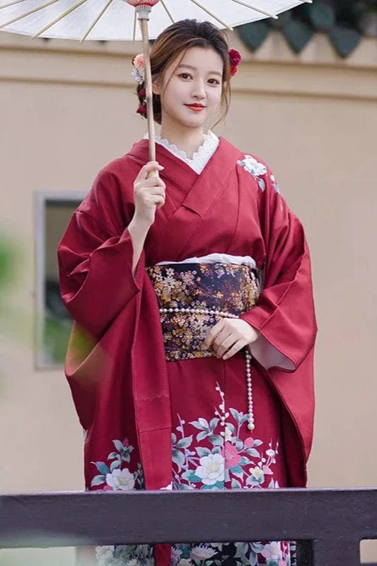 Kimono Japonais pour Femme Rouge