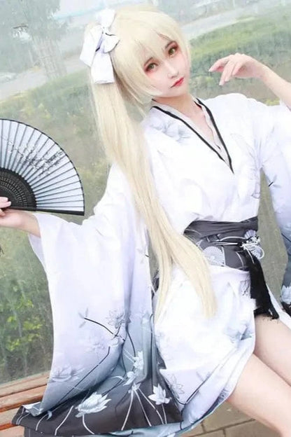 Kimono Long Blanc pour Femme