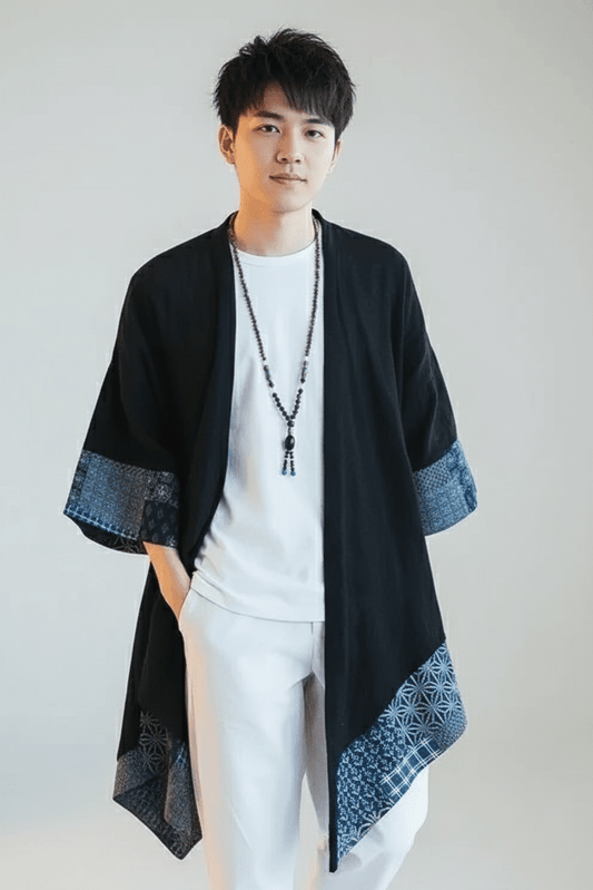 Kimono Long Noir Homme Japonais