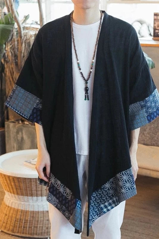 Kimono Long Noir Homme Japonais