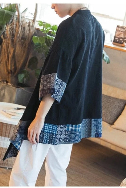 Kimono Long Noir Homme Japonais